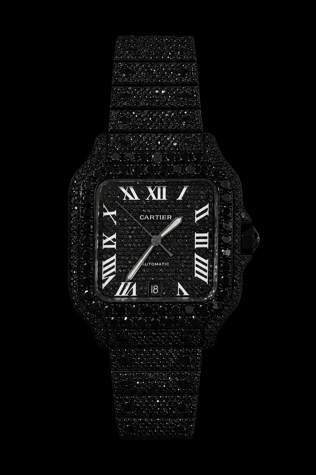Iced Out Cartier Santos Black