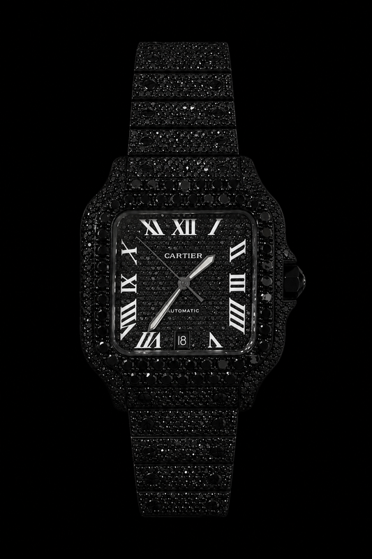 Iced Out Cartier Santos Black