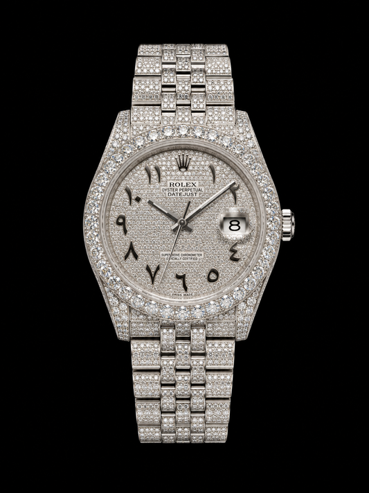 Iced Out Rolex Datejust Arabic Dial