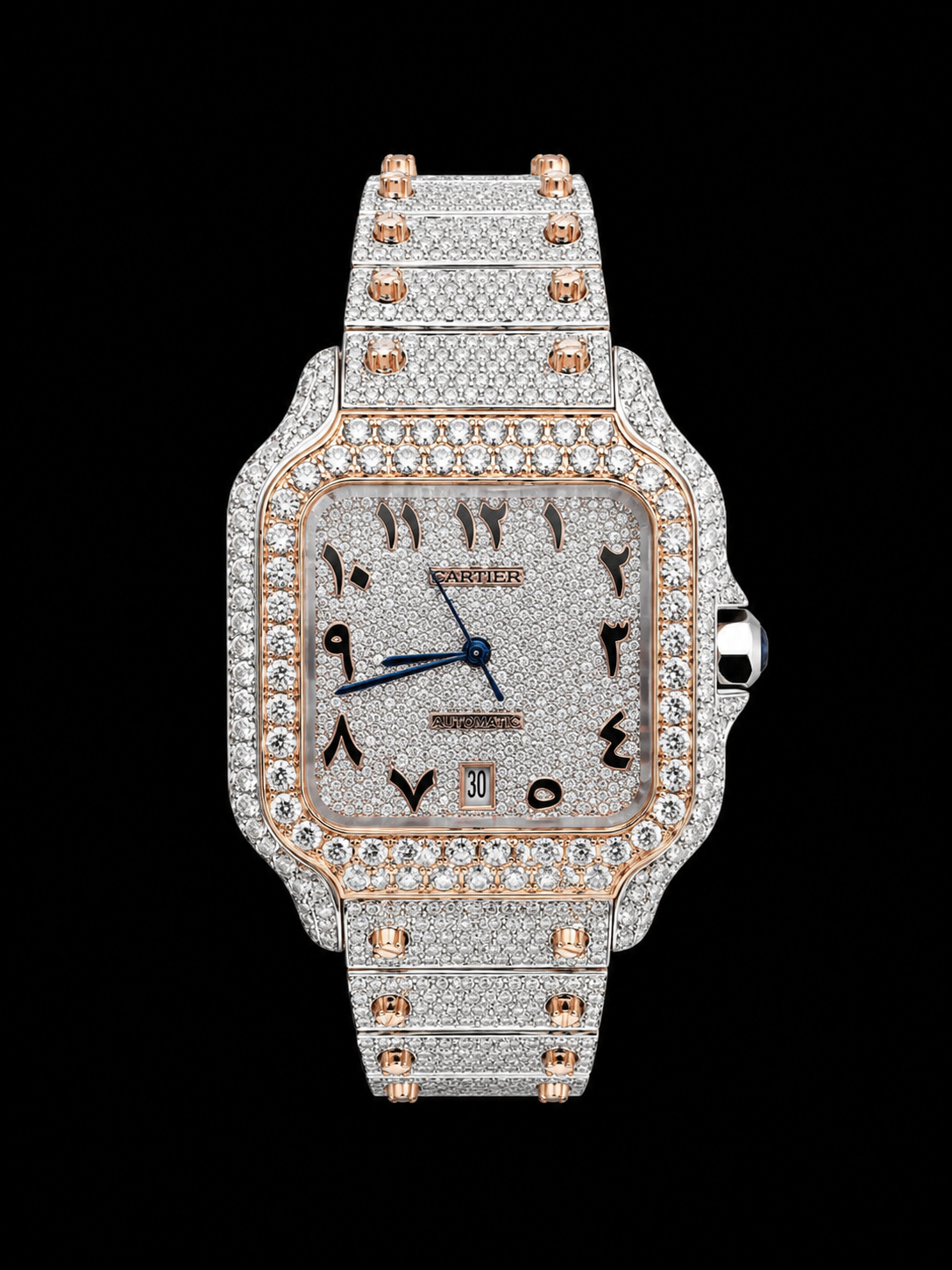 Iced Out Cartier Santos Arabic Dial