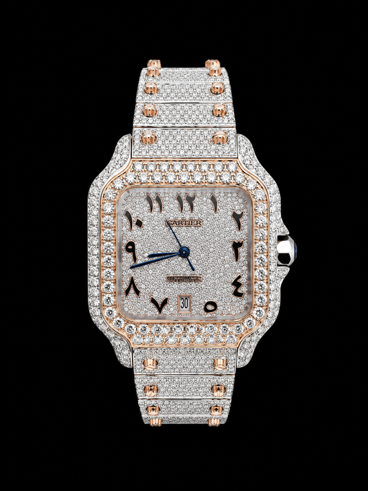 Iced Out Cartier Santos Arabic Dial