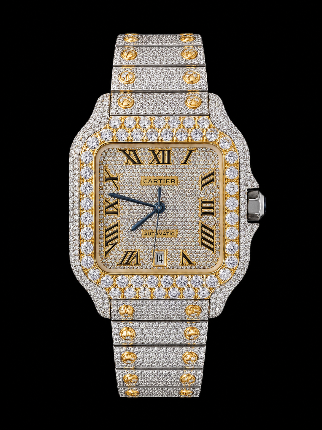 Iced Out Two-Tone Cartier Santos