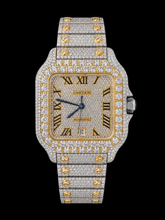 Iced Out Two-Tone Cartier Santos