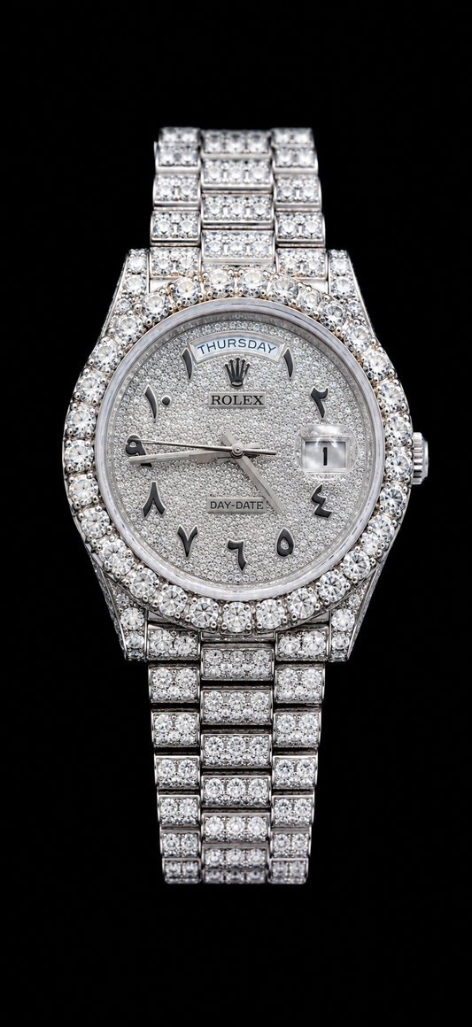 Iced Out Rolex Day-Date Arabic Dial