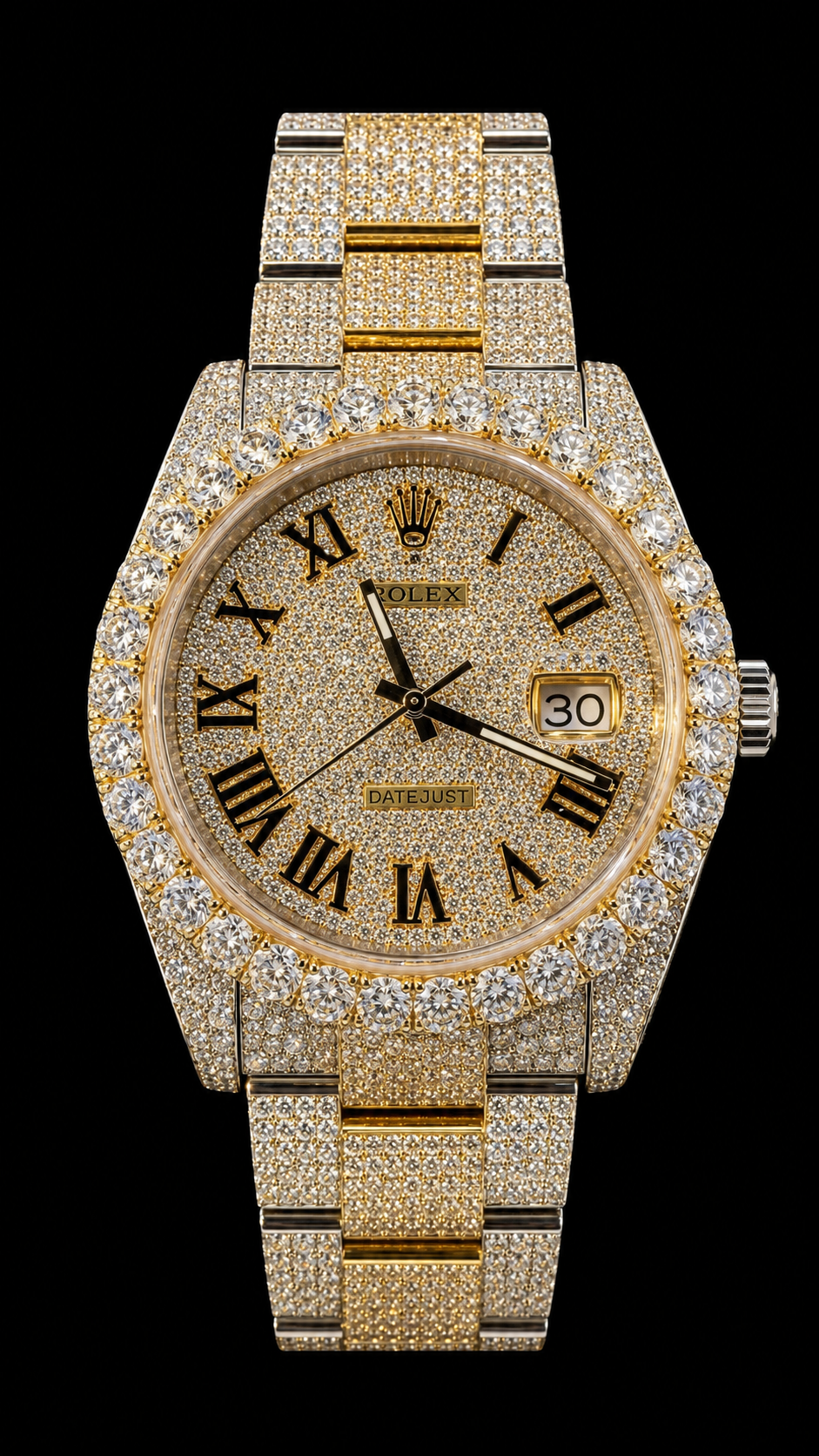Iced Out Rolex Datejust Two-Tone Oyster Bracelet